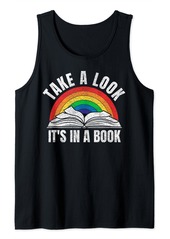 vintage retro rainbow take a look it's in a book reading art Tank Top