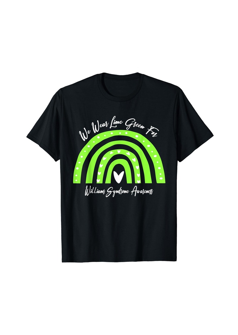 Williams Syndrome Awareness Wear Lime Green Rainbow Heart T-Shirt