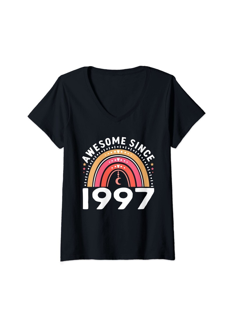 Rainbow Womens Awesome since 1997 26th birthday women V-Neck T-Shirt