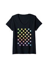 Womens Colorful Dots Multicolor Rainbow Polka Dot Design V-Neck T-Shirt