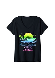 Mother Denim Womens Mother Daughter Cruise 2024 Cruise Family Ship Vacation V-Neck T-Shirt