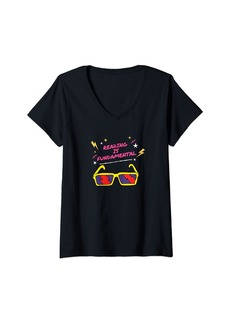 Womens Drag Queen Reading Fundamental Tee Men Rainbow Classics V-Neck T-Shirt