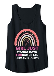 Womens Funny Girls Just Wanna Have Fundamental Rights Girl Rainbow Tank Top