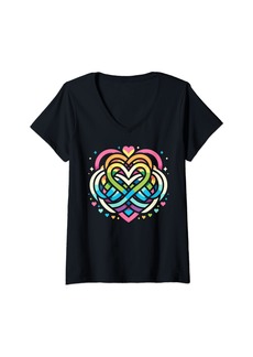 Womens Gay Pride Month Celebration Rainbow Heart Women's LGBTQ V-Neck T-Shirt