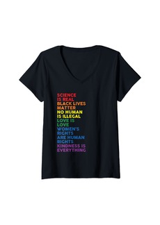 Rainbow Womens Gay Pride Science Is Real  Lives Matter Womens Rights V-Neck T-Shirt