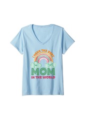 Rainbow Womens I Have The Best Mom In The World Toddler Girl Mothers Day V-Neck T-Shirt