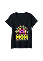 Rainbow Womens I Have The Best Mom In The World Toddler Girl Mothers Day V-Neck T-Shirt