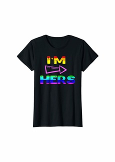 Rainbow Womens Lesbian Couple Shirts I'm Hers Matching She's Mine LGBT T-Shirt