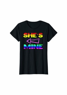 Rainbow Womens Lesbian Couple Shirts She's Mine Matching LGBT I'm Hers T-Shirt