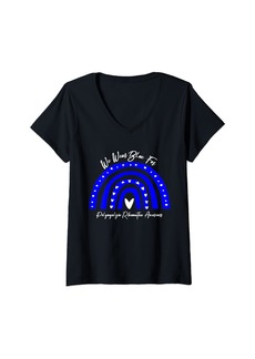 Womens Polymyalgia Rheumatica Awareness Wear Blue Rainbow Heart V-Neck T-Shirt