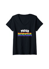 Womens Proud Boricua Gay Pride LGBT Rainbow Puerto Rican Pride V-Neck T-Shirt