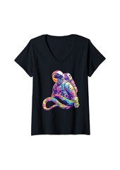 Womens Rainbow Boa As An Astronaut V-Neck T-Shirt