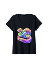 Womens Rainbow Boa In Kawaii Style V-Neck T-Shirt
