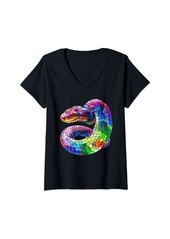 Womens Rainbow Boa Stained Glass V-Neck T-Shirt