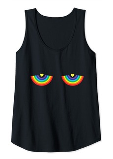 Womens Rainbow Boobs LGBTQ Feminist Gay Lesbian Pride Bra Heart Tank Top