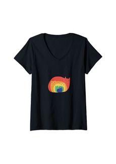 Womens Rainbow Cats V-Neck T-Shirt