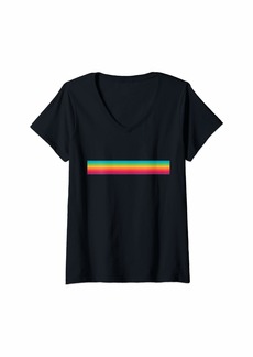Womens Rainbow Colorful Stripes | Lines Standard T-Shirt V-Neck T-Shirt