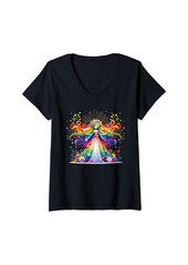 Womens Rainbow Elf for girls and women V-Neck T-Shirt