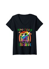 Womens Rainbow Fidget Toy Happy 5th Grade Last Day Of School Summer V-Neck T-Shirt