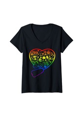 Womens Rainbow Flag Stethoscope Heart Nurse Doctor LGBT Ally Pride V-Neck T-Shirt