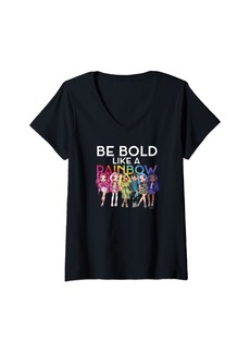 Womens Rainbow High Be Bold Like A Rainbow Group Poster V-Neck T-Shirt