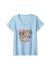 Womens Rainbow High Colorful Friends Retro Group Portrait V-Neck T-Shirt
