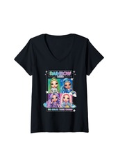 Womens Rainbow High We Color Your World Character Panels V-Neck T-Shirt