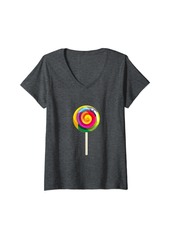 Womens Rainbow Lollipop V-Neck T-Shirt