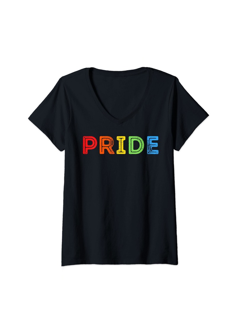 Womens Rainbow Pride Month Gay Lesbian LGBTQIA+ Fun Men Women Kids V-Neck T-Shirt
