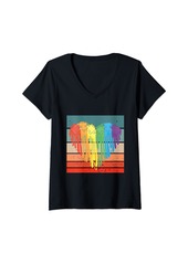 Womens Rainbow puzzle pieces diversity unity inclusivity unity love V-Neck T-Shirt