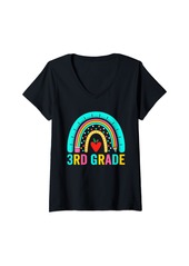 Womens Rainbow Third Grade 3rd Grade Squad Crew 1st Day of School V-Neck T-Shirt