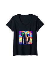 Womens Sounds Gay I'm In Pride Month Rainbow Elephant Wildlife Zoo V-Neck T-Shirt