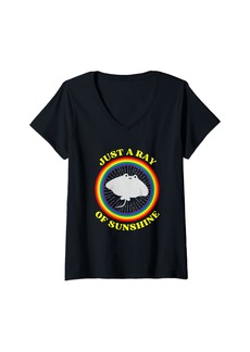 Womens Stingray Of Sunshine Funny Stingray Rainbow V-Neck T-Shirt