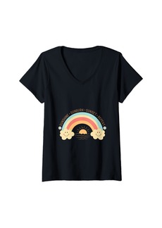 Womens Sunshine Sunburn Sunset Repeat Colorful Rainbow Motif V-Neck T-Shirt