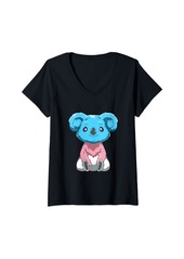 Rainbow Womens Transgender Koala - Wear Your Trans Colors Proudly V-Neck T-Shirt