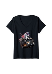Rainbow Womens Unicorn Garbage truck 4th of July Boys Girls Men Women Kids V-Neck T-Shirt