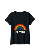 Womens Vintage Rainbow Pride Flag Retro T. Shirt V-Neck T-Shirt