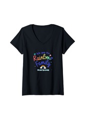 Womens WE ARE THE RAINBOW FAMILY LIVE YOUR LIFE PROUDLY LGBT LGBTQ V-Neck T-Shirt