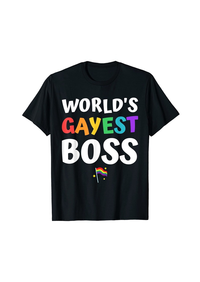 worlds gayest boss pride rainbow flag love LGBT lesbian gay T-Shirt