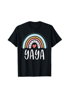 Yaya Gifts For Grandma Family Rainbow Graphic T-Shirt