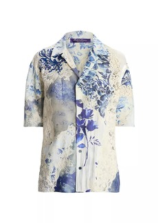 Ralph Lauren Aislyng Lace & Floral Tie-Dye Silk Shirt