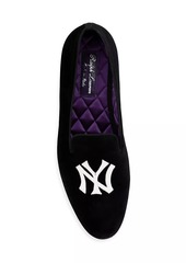 Ralph Lauren Alonzo Yankee-Logo Velvet Slippers