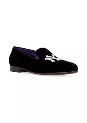 Ralph Lauren Alonzo Yankee-Logo Velvet Slippers