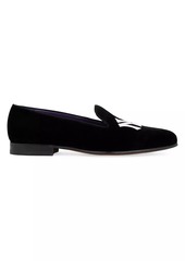 Ralph Lauren Alonzo Yankee-Logo Velvet Slippers