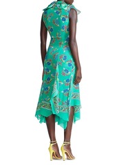 Ralph Lauren Ashita Asymmetrical Silk Midi-Dress
