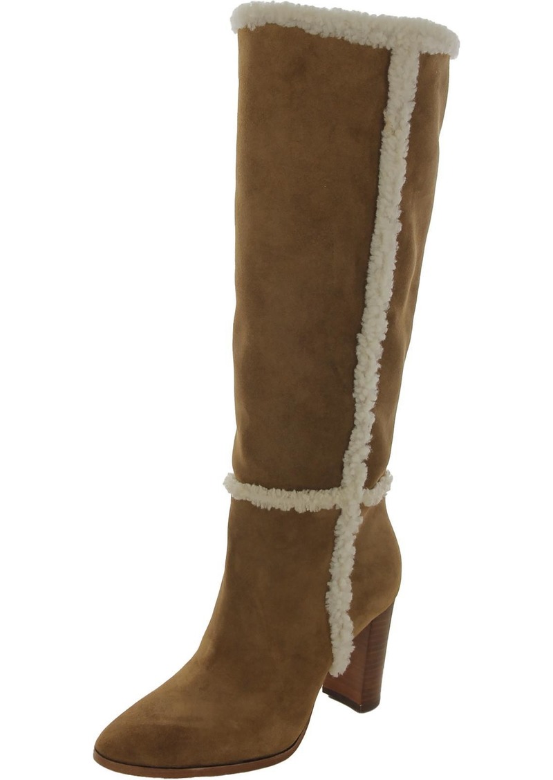 Ralph Lauren Aubri Womens Suede Shearling Trim Knee-High Boots