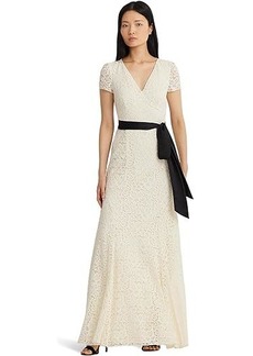 Ralph Lauren Belted Lace Gown