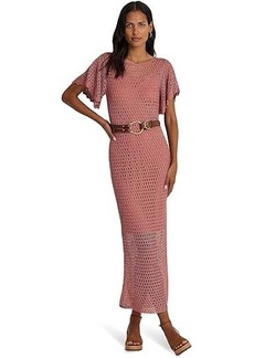 Ralph Lauren Belted Linen-Blend Pointelle-Knit Dress