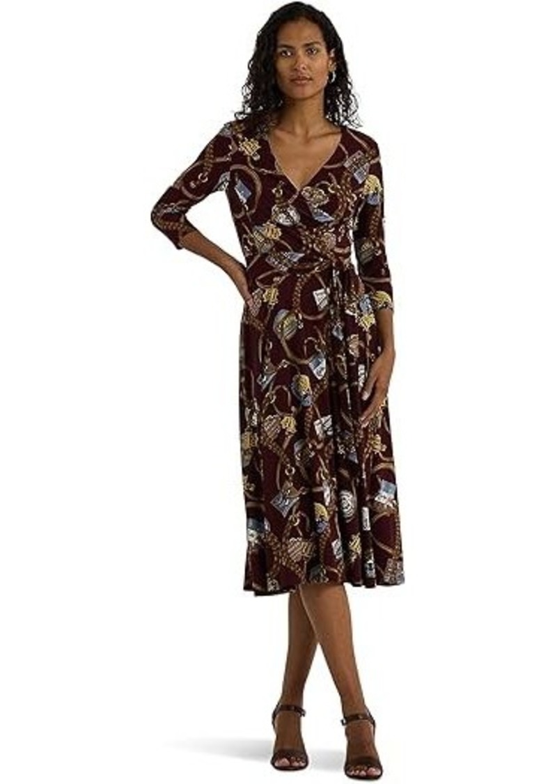 Ralph Lauren Belting-Print Surplice Jersey Dress