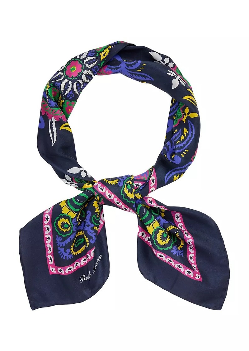 Ralph Lauren Botanical-Print Silk Neck Scarf